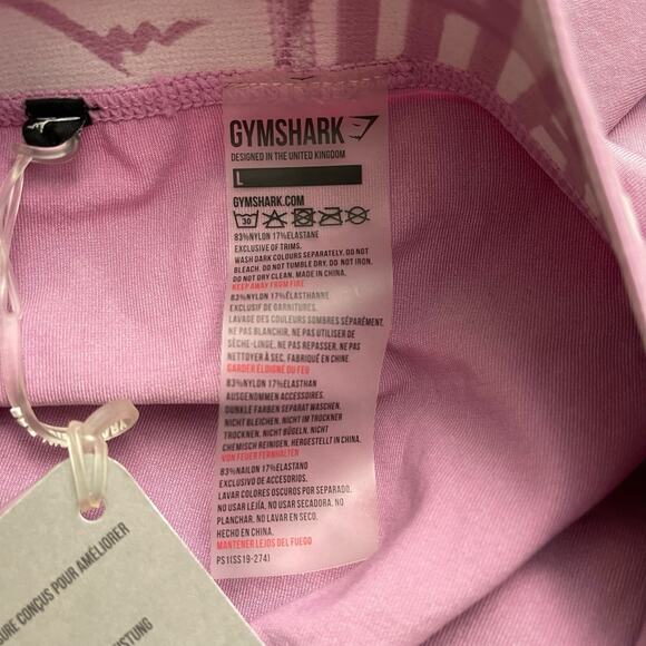 Gymshark Large Fit Leggings Seamless Logo Waistband Pastel Purple White - Picture 3 of 8